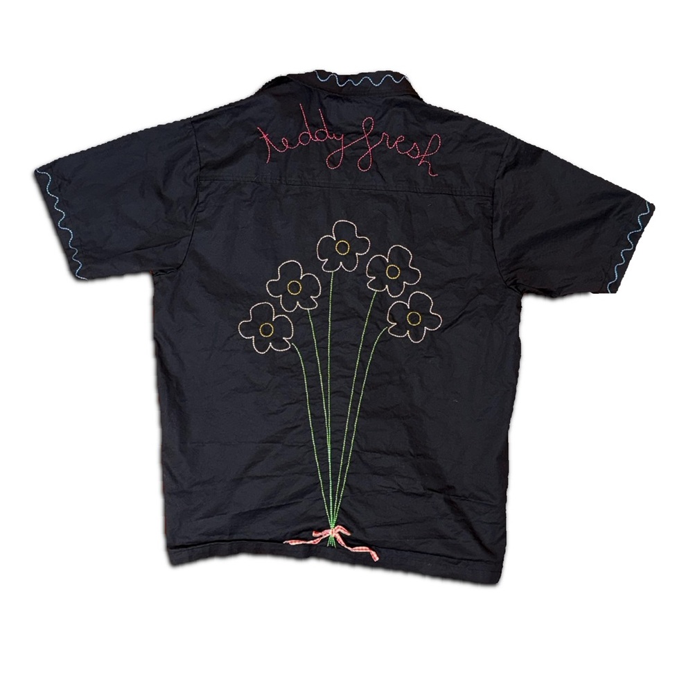 Teddy Fresh Black Shirt with Floral Embroidery
